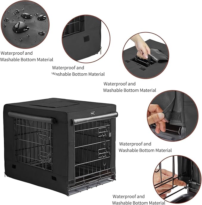 DONORO Dog Crates for Small Size Dogs Indoor Double Door Dog Kennels & Houses for Puppy and Cats, Collapsible Metal Contour Dog Cages (Black, 30.0" L x 19.0" W x 21.0" H)