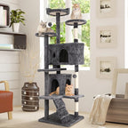 Cat Tree with Scratching Post,Cat Tower House for Indoor Large Adult Cats Kittens,21x21x70in Multi-Level Activity Cat Cando Furniture,Ashy