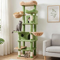 68 Inches Multi-Level Large and Tall Cat Tree Tower for Indoor Cats/Removable Pad/Cat Condo/Sisal Scratching Posts/Hammock/Cat Activity Center/Wide Base Green