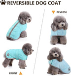 Queenmore Dog Winter Coat, Fleece Puffer Dog Down Vest, Cold Weather Pet Jacket for Dogs, Waterproof Reflective Reversible Dog Sweater Clothes for Small, Medium and Large Dogs (Light Blue, L)
