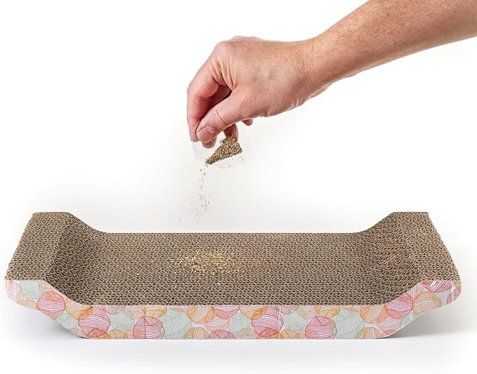 Zodaca Cat Scratcher Bed - Reversible Cardboard Cat Scratch Pad - Catnip Bed for Indoor Felines - Kitten Scratcher Lounger for Stretch & Relax - Pack of 3, 16.75 x 8 x 2.4 in