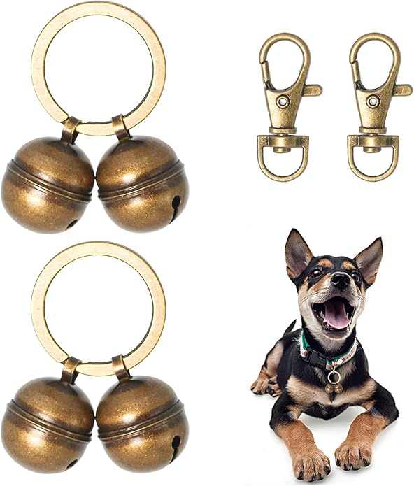 Copper Bells for Dog Collars with Snap Clips - Dog Bells to Go Outside,Made of Pure Copper for Dogs/Cat - Clear Sound & No Rust - Know Where Your Pet