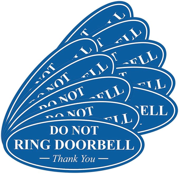 All Quality Oval DO NOT Ring DOORBELL Thank You Sign - Blue Large 10 Pack