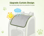 Pecute Cat Backpack Carrier XL, Expandable Pet Backpack Curtain Design for Cats Dogs Up to 15lbs, with 4-Side Breathable Mesh, Multi-Entry & Lockable Zippers for Travel, Hiking, Camping - Hands Free