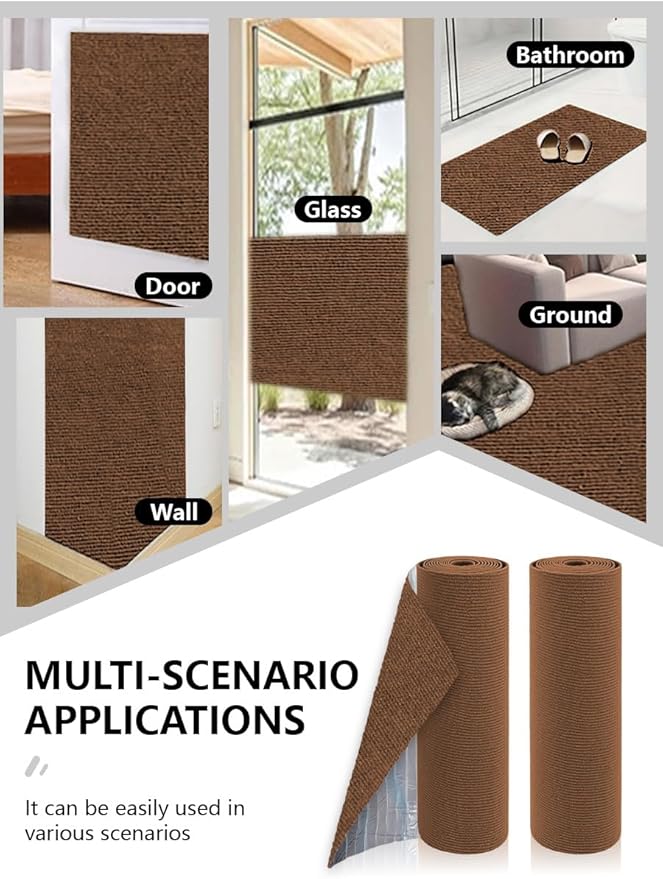 Cat Scratch Couch Furniture Protector, Adhesive Cat Scratch Pad Deterrent for Furniture, DIY Climbing Cat Scratcher Couch Protector from Cat Claws Scratching Mat for Indoor (Brown,78.7x15.8Inch)