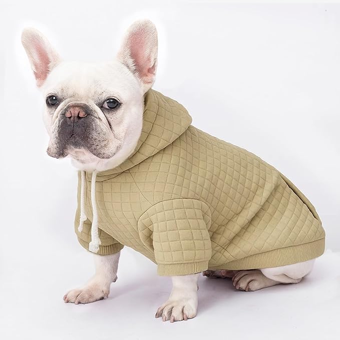 2 Pack Dog Hoodie Sweaters for Small Medium Dogs Warm Dog Clothes for Large Dogs Soft Waffle-Like Laminated Sweatshirt Bulldog (Brown+Wine Red, XXS (Back: 8",Chest: 11", Neck: 7.9"))