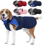Nanaki Warm Fleece Lined Winter Coat Jacket Vest for Dogs, Waterproof Reflective Dog Snowsuit with Leash Hole, Furry Collar Medium Puppy Coat for Outdoor Walking Hunting, Easy On Pet Snowsuit Blue XL