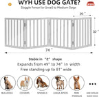 ZJSF Freestanding Indoor Dog Gate for House Foldable Wood White Puppy Gate for Doorways Pet Gate for Stairs Extra Wide Pet Fence 32" Height 4 Panels
