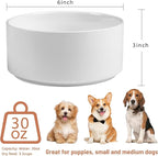 Dog Bowls, Non Slip Ceramic Dog Food and Water Bowl with Silicone Base, Heavy Pet Feeding Bowl for Puppies, Small and Medium Dogs (White+Pink, 6 Inches)