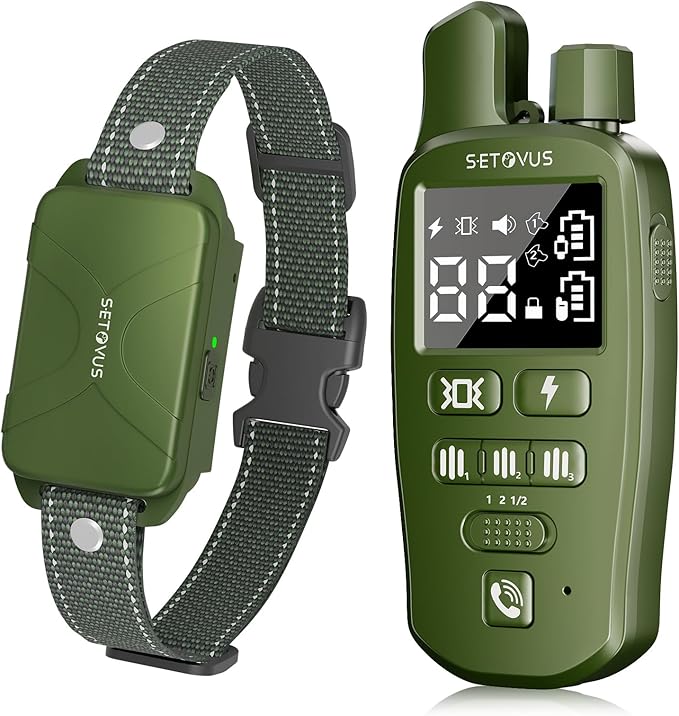 Dog Shock Collar, 4500 FT Dog Training Collar with Remote, Waterproof Bark Collar, Rechargeable E-Collar with Recording & Calling & Vibration & Shock for All Breeds (Green)