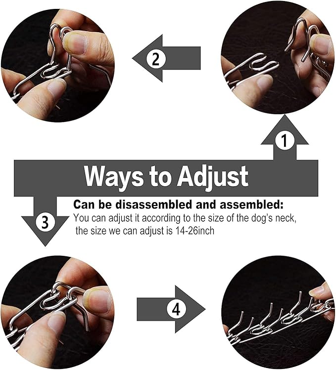 Stainless Steel Prong Pinch Collar for Dogs, Adjustable Training Collar with Quick Release Buckle for Small Medium Large Dogs (Gold, 26")