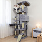 Dark Gray 84in Heavy Duty Cat Tree, Cat Tree Tower for Indoor Cats Large Adult, Extra Cat Tower with 12 Sisal Scratching Post, Large Top Platform, Hammock, Cat Condo for Kittens