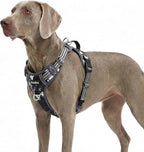 Funfox Dog Harness No Pull, Adjustable Pet Vest Harness, Super Soft Material with Vertical Handle Easy Control, Reflective Night Walking, 2 Leash Clips for XLarge Dogs, Misty Gray, XL