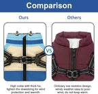 Dog Winter Coat, Windproof Turtleneck Fleece Vest with Built-in Harness, Reflective Dog Snow Jacket, Blue, XL