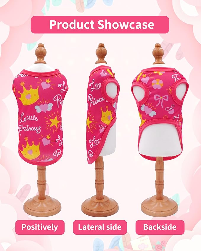 PET SHOW 4 Pack Dog Shirts for Small Doggies Female Tank Top Tee Red Pink T-Shirts Pets Sleeveless Vest Cats Girl Puppy Clothes(Medium)
