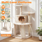 Tangkula Corner Cat Tree, Multi-Level Cat Tower with Top Perches & Cozy Condo, Natural Sisal Scratching Posts & Climbing Ladder, Playful Cat Hole & Hanging Balls, Kitty Climbing Play Center (Beige)