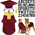 5 Pcs Dog Graduation Costume Set Include 2026 Pet Graduation Gown with Stole Puppy Grad Cap Lensless Glasses DIY Letter Stickers for Dogs Cats Holiday Costume Accessory(Maroon Yellow,XXL)