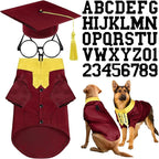 5 Pcs Dog Graduation Costume Set Include 2026 Pet Graduation Gown with Stole Puppy Grad Cap Lensless Glasses DIY Letter Stickers for Dogs Cats Holiday Costume Accessory(Maroon Yellow,XXL)