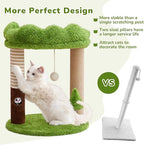 Small Cat Tree with Perch Cat Bed and Removable Cover 23 inch Tall Cat Tower with 2 Scratching Sisal Scratching Posts and Cat Toys for Kittens and Adult Cats（Green）