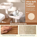 Tangkula Tall Cat Tree, 68 Inch Modern Wood Cat Tower with Sisal Scratching Posts, 3 Padded Perches, Condo, 2-in-1 Ladder, Dangling Balls, Washable Cushions for Indoor Cats Large Adult (Natural)