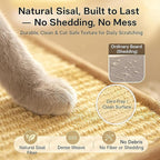 32" Sisal L Shaped Cat Scratch Pad with Ball Toy, Wooden Cat Scratching Post for Indoor Cats, 180° Angles Cat Scratcher for Indoor Cats, Durable Modern Cat Scratching Boards