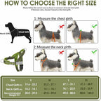 Lukovee No Pull Dog Harness & Leash Set - Heavy Duty Dog Vest Harness with Soft Padded for Medium Large Dogs, Adjustable Reflective Tactical Pet Harness for Easy Walk and Training (XL, Green)