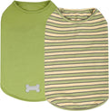 KYEESE 2Pack Dog Shirt, Soft Striped Dogs T Shirts, Lightweight Pet Tank Top, Sleeveless Dog Shirt for Small Dogs, Stretchy Comfortable Pet Vest, Green, XL