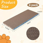 4Pack Cat Scratcher Pad, Reversible Scratching Cardboard, 14" Lx5.3 W Post Board for Indoor Cats Cardboard pad Sleep Play and Grind Claws