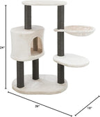 TRIXIE Moriles Cat Tower with Scratching Posts, Condo, Hammock, Padded Platform, Light Gray