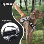 Tactical Dog Harness for Extra Large Dog Breeds, No Pull Adjustable Pet Harness with Handle, Reflective K9 Military Service Dog Vest for Walking Hiking Training, Black Ethnic, XL