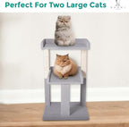 Lulu Large Cat Tree Tower with 2 Spacious Platforms, Sturdy Multi-Cat Condo with Sisal Scratching Posts, Stable Anti-Tip Design for Indoor Cats