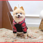 KOOLTAIL Plaid Dog Hoodie Pet Clothes Sweater with Hat and Pocket for Small Medium Large Size Dogs, Soft Winter Warm Dog Cold Weather Coat, Fleece Fall Dog Hooded Sweatshirt for Puppy Cats, Red M