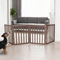 ZJSF Freestanding Indoor Dog Gate for House Foldable Wood Brown Puppy Gate for Doorways Pet Gate for Stairs Extra Wide Pet Fence 24" Height 4 Panels