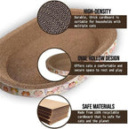 2PCS Cat Cardboard Scratcher with Toys, Oval 16.7" x 12.8" Kitty Scratching Board for Indoor Kitten Play Scratch Bed Sofa Furniture Protector