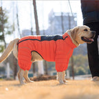 Lovelonglong Dog Coat Dog Warm Jacket, 4 Legs Covered Waterproof Windproof Reflective Warm Dog Vest, Zippered Adjustable Outdoor Dog Snow Jacket for Small Medium Large Dogs Orange L