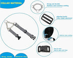 Martingale Collars for Dogs, Heavy Duty Stainless Steel Chain Training Collar, Reflective Nylon Adjustable Collar with Quick Release Buckle, Suitable for Puppy Medium Large Dogs (Gray, L)