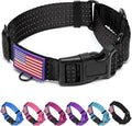 Martingale Dog Collar, Reflective No Pull Training Collar with Quick Release Buckle & USA Flag, Heavy-Duty Nylon, Adjustable for Small Medium Large Dogs (L,Black with Flag