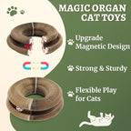 2 Pack Cat Scratcher Toys with Balls Bells, Magic Organ Foldable Cat Scratching Board for Kitten, Interactive Toys for Indoor Outdoor Exercise Anxiety Relief, Auburn