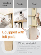 Door Hanging Cat Tree,Door Hanging Cat Shelf with Soft Mat,4-Levels Over The Door Cat Climber for Indoor Cats(Wooden-67.3" H X 23.2" L X 8.3" W)