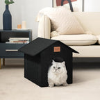 Love's cabin Outdoor Cat House Weatherproof, Insulated Feral Cat House Outdoor for Winter, Waterproof Outside House for/Indoor Cats, Shelter with Removable Soft Cushion,Black