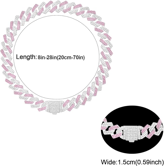 Metal Diamond Dog Chain Dog Training Chain with Secure Buckle Pet Collars for Large Medium Dogs