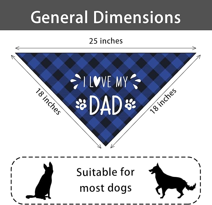I Love My Dad Dog Bandana Gift for Dog Lover - Triangle Pet Scarf Decorations Accessories