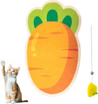 Adorable Carrot-Shaped cat Scratcher with wall-Mounted Design. Includes complimentary Mouse Toy for Play. Made of Felt Material—a Fun Gift and Perfect for Sharpening Claws