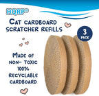 HQRP 3-Pack Round Cat Scratcher Refill, 10'' Round Scratch Pads for Cats, Refill for Cat Scratcher with Ball, Circular Cardboard Insert, Medium