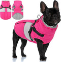 KOESON Dog Winter Coat, Waterproof Dog Jacket with Harness Built in, Warm Windproof Cold Weather Coat for Small Dogs, Reflective Pet Fleece Vest Zip-Up with Fur Collar, Hot Pink XS