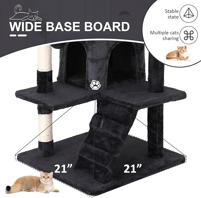 70" Multi-Level Cat Tree Tower with Scratching Posts, Toys & Condo - Space-Saving Design for Indoor Kittens, Compact Floor Footprint & Vertical Space for Multi-Cat Homes-Dark Grey