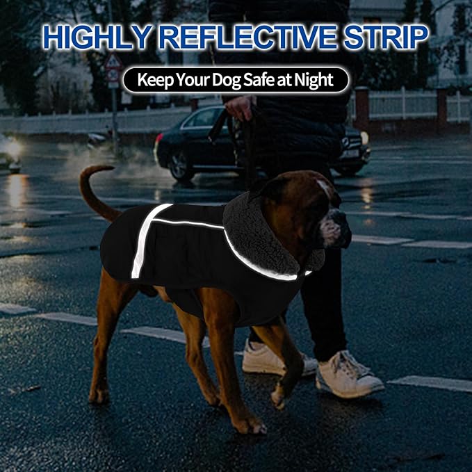 Doglay Dog Coat, Waterproof Dog Jacket Pet Winter Coat for Cold Weather with Thicken Furry Collar, Reflective Puppy Winter Jacket Warm Fleece Lining for Small Medium Large Pets