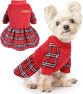 Dog Sweater Dog Winter Clothes for Small Dogs Boy Girl Fall Puppy Dress Warm Fleece Chihuahua Yorkie Teacup Doggie Sweaters Dresses Doggy Sweater for Small Dogs Girl Cat Outfits, Red, M