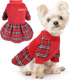 Dog Sweater Dog Winter Clothes for Small Dogs Boy Girl Fall Puppy Dress Warm Fleece Chihuahua Yorkie Teacup Doggie Sweaters Dresses Doggy Sweater for Small Dogs Girl Cat Outfits, Red, M