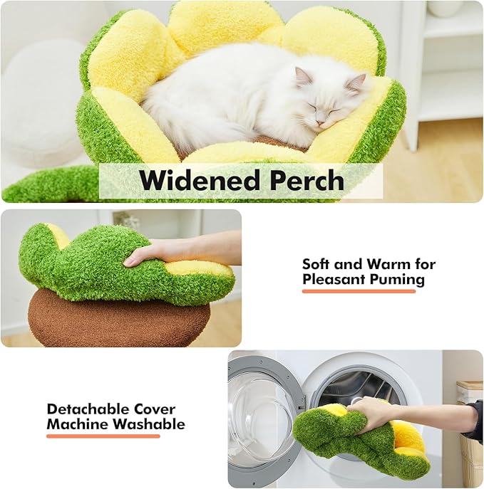 Cat Tree Tower with Large Cat House,Three Platforms Jumping and Sleeping for Cats Multi-Functional for Kittens and Adult Cats (Green)
